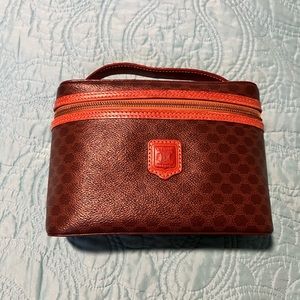 Authentic Vintage Celine Macadam vanity cosmetic case bag leather trim